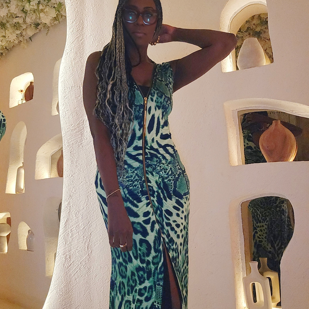 STANDOUT Green Animal Print Dress